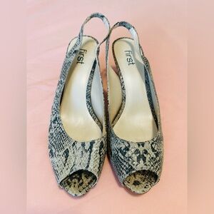 Snake Print Slingback Heels